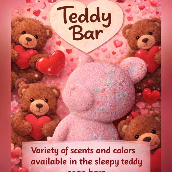 Turquoise Goatmilk bar a sleepy Teddy with mini Teddys Love Spell - Picture 2 of 3